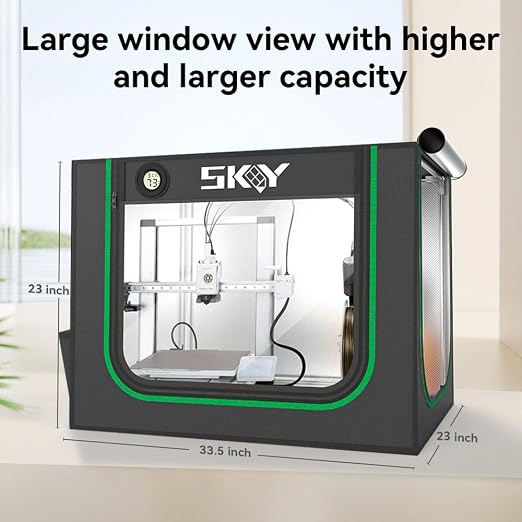 Skouphy 3D Printer Enclosure with LED Light, Smoke Exhaust Kit, Thermo-Hygrometer,Fireproof Dustproof Tent Constant Temperature for Bambu Lab A1,Eufymake E1 UV Printer