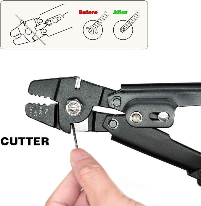 Sanuke Wire Rope Crimping Tool Kit with 328ft 1/16" Stainless Steel Cable, Aluminum Crimp Loop Sleeves and Wire Rope Stainless Steel Thimble From 1/64-inch to 1/8-inch