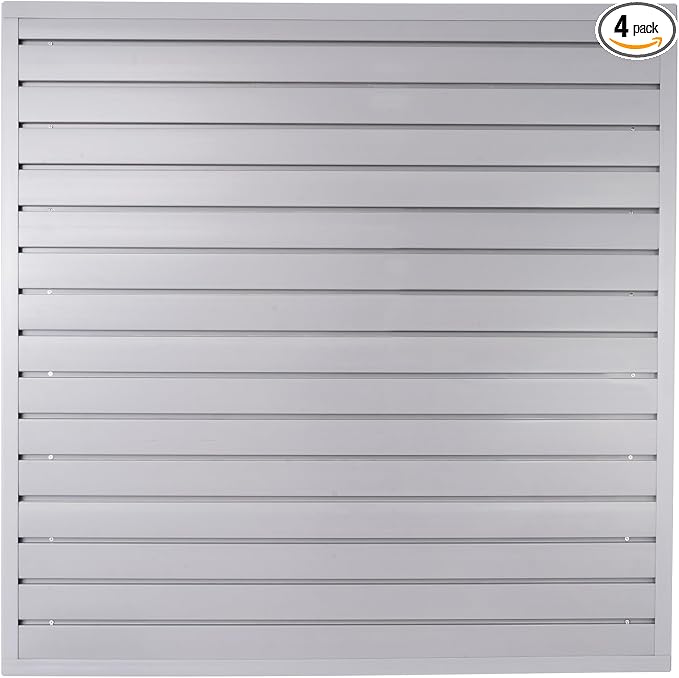 FRAYSCENT Slat Wall Paneling Garage Wall Organizer, Slatwall Panels Garage Tool Organizer Wall Mount Garage Slat Wall Storage Systems, Slat Board PVC Wall Panels Garage Storage (Grey, 4ftx4ft)