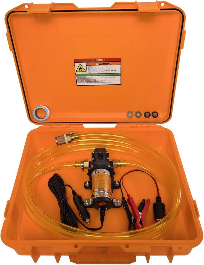 12V DC Electric Fuel Transfer Pump, Transfers Up to 110 Gallons of Gasoline or Diesel Per Hour, Perfect for Cars, Boats, Farm Equipment