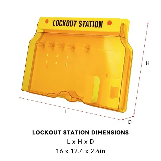 Lockout Tagout Station Kit with 5 Safety Padlocks and 2 Hasps | Wall-Mounted LOTO Organizer with 25 Lock Out Tag Out Tags and Ties for Maintenance Teams, Workshops and Industrial Facilities