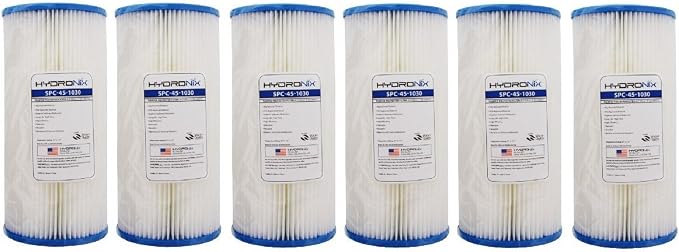 Hydronix SPC-45-1030 R30-BB & RS6 Compatible Sediment Pleated Water Filter Washable Reusable 4.5 x 10-30 Micron (6 Pack)