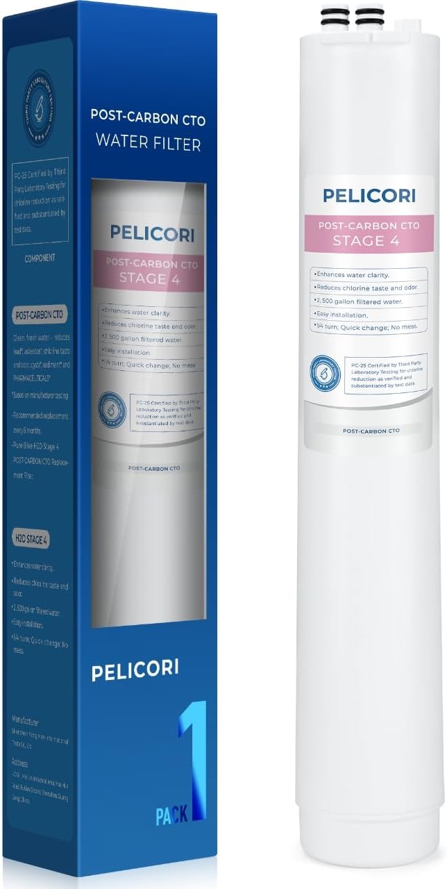 H2O Stage 4 Post Carbon Block CTO Replacement Filter, 1-Pack | Compatible with Pure Blue H2O Stage 4 Post CTO PB-TLRO4CB4T, 4 Stage PB‑TLRO4H50T Reverse Osmosis Water Filtration System