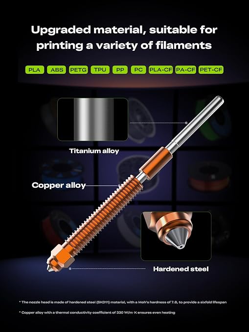 Creality K2 Plus Quick-Swap Nozzle 0.4mm for K2/K2 Plus/Creality Hi 3D Printers, Single Nozzle Replacement, Upgraded Material & Swift Installation