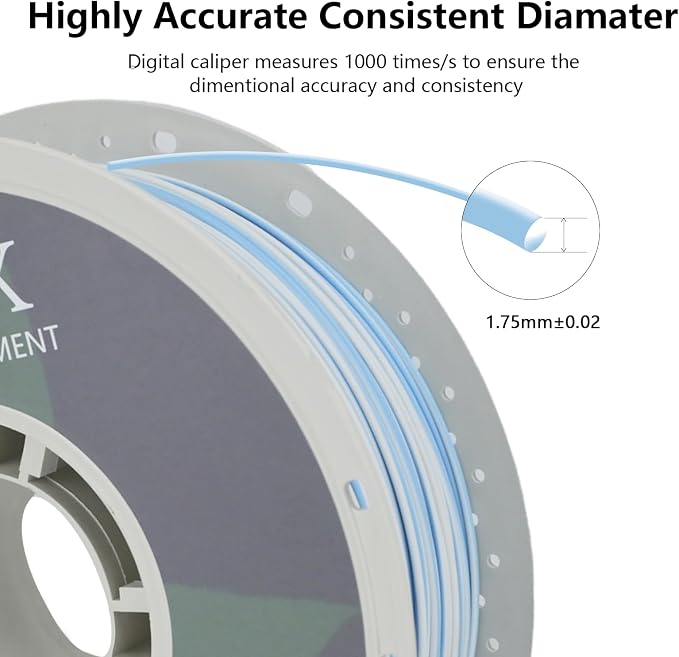 PLA 3D Printer Filament, Dimensional Accuracy +/- 0.02 mm, 1 kg Spool(2.2lbs), 1.75 mm, Flipped Glacier Blue