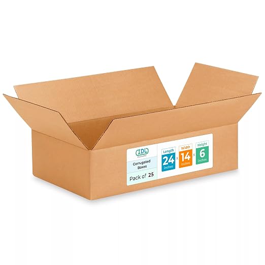 Large Shipping & Moving Boxes 24"L x 14"W x 6"H (25-Pack) - Extra Strength 200 lb vs Regular - USA-Made Corrugated Cardboard Moving Boxes - Strong Moving Box Large - Packing Box by IDL Packaging