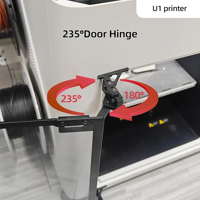 FYSETC Upgraded Metal Parts for Snapmaker-U1 Door: CNC Door Hinge 180/270° Adjustable Easy to Swivel Compatible with Snapmaker U1 3D Printer Not for J1 J1S