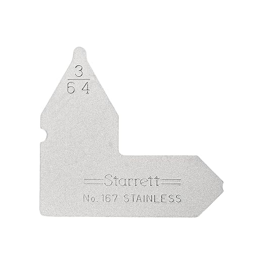 Starrett Individual Radius Gage with Extra Smooth, Accurate Edges for Convex and Concave Radii - Satin Finish Stainless Steel, 3/64" Range - 167-3/64