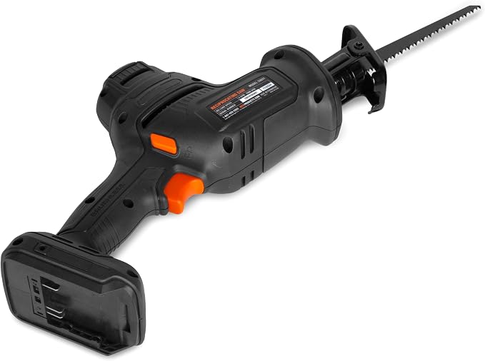WEN 20V Max Cordless Reciprocating Saw, Brushless Compact One-Handed Design with 4.0 Ah Lithium-Ion Battery and Charger (20631)