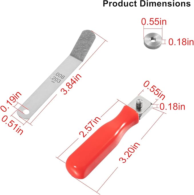 2124332 Engine Brake Feeler Gauge Tool & A308 Offset Valve Tappet Gauge Set with Two Handles (0.004" to 0.014", 0.028")