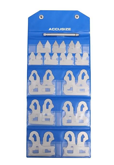 Accusize Industrial Tools 26 Pc Radius Gauge Set Metric 0.5 mm -13.0 mm Gauges with Holder, 3602-5026