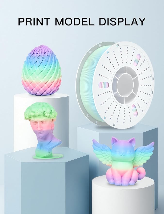 PINBALL Matte Rainbow PLA 3D Printer Filament 1.75mm, Multicolor Changing 3D Printing Filament, PLA Filament Dimensional Accuracy +/- 0.02mm, 1 KG Matte Rainbow