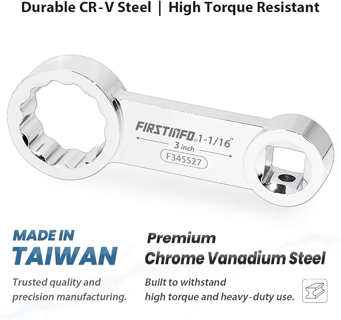 FIRSTINFO 1/2-inch Drive 1-1/16" 12-Point Box End Torque Adapter | 3 in center-to-center length • Fits 4, 6 & 12-point fasteners • CR-V steel • Thin-wall access • Made in Taiwan