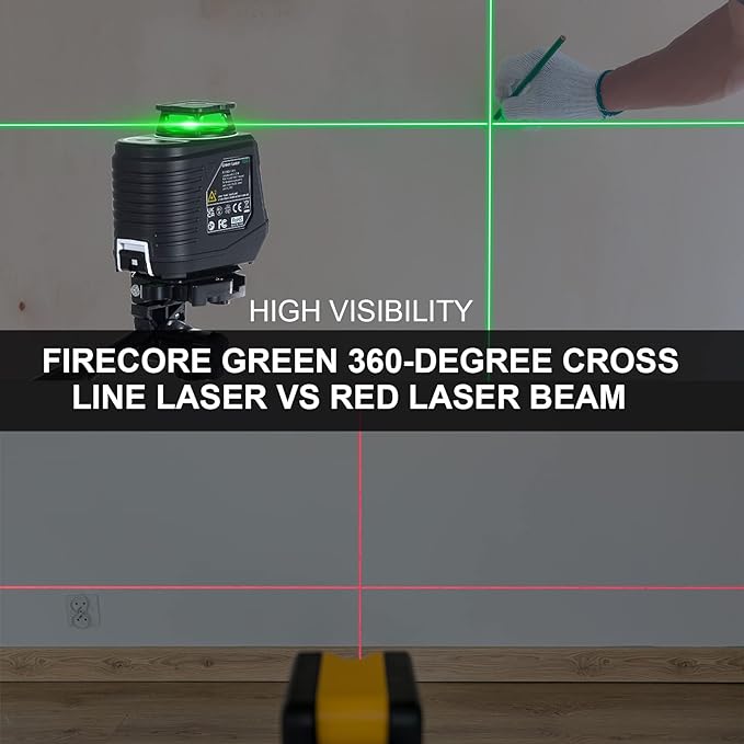 Firecore 360° Self Leveling Cross Line Laser Level with Adjustable 60 Inch Aluminum Alloy Laser Tripod