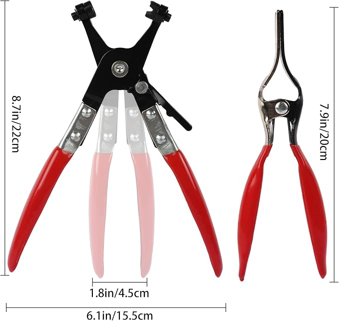 42Pcs 24-46mm Spring Hose Clamps With Swivel Flat Hose Clamp Plier Hose Removal Pliers Assortment kits -10 Large Sizes Fuel Line Clamps Made of Chrome Vanadium Steel