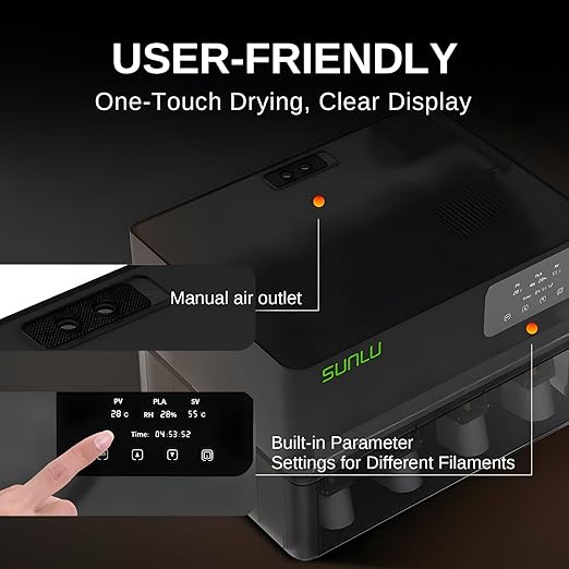 SainSmart SUNLU AMS Heater Upgrade for Bambu Lab AMS Gen 1, Simultaneous Filament Drying & Printing, Fast 70°C Heating, Smart Humidity Control, 4-Roll Capacity, Easy 2-Min Install (AMS Not Included)
