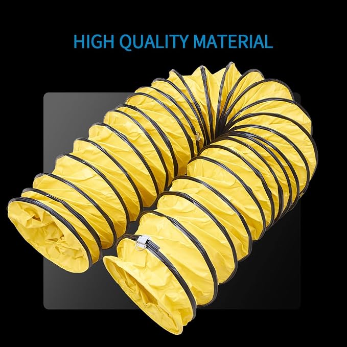 8Inch 32FT PVC Flexible Duct Hose, HVAC Duct Hosing with D-Ring & Ajustable Rope for Utility Blower Fan, Ventilation, Exhaust, Drying, and Cooling Applications (8IN-32FT)