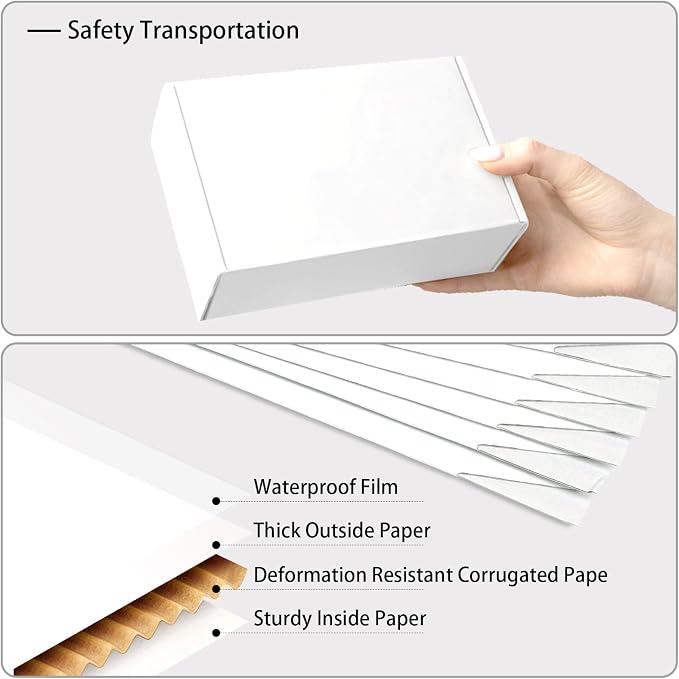 White Shipping Boxes Medium 10x8x2 Inches, 40 Pack Corrugated Cardboard Mailer Boxes for Packaging Small Business Mailing Gift