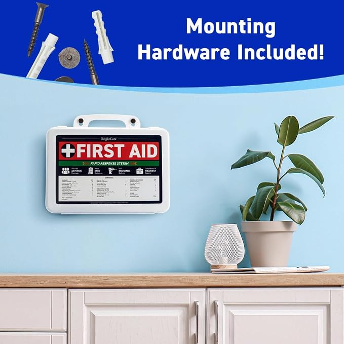 First Aid Kit for Business, Medium, 200 Piece - Wall Mountable & Portable | Hard Case, OSHA Compliant, For Office, Restaurants, Work Vehicles, Retail & Service Spaces