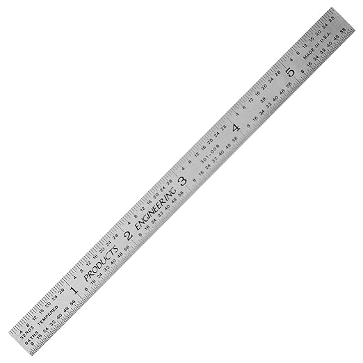 PEC Tools Made in USA Machinist Rule, 6" Flexible Steel Rule, Satin Chrome Finish, Markings 1/10", 1/50", 1/32", 1/64"