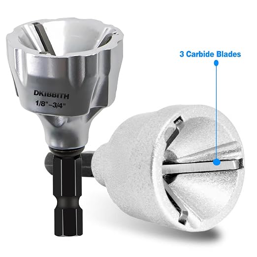 DKIBBITH Heavy-Duty Deburring Chamfer Tool with Sharp Tungsten Carbide Blades, Fast Hex Shank Deburr, External Burr Removal for Metal Rod Bolt Pipe 3D Printing PVC in 1/8" to 3/4" Diameter (3~19mm)