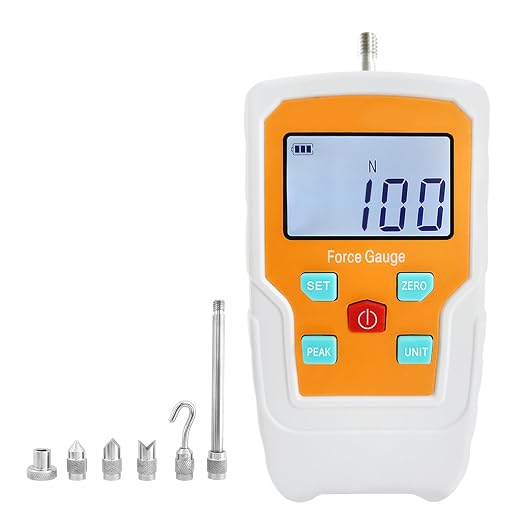 Digital Force Gauge Push and Pull Meter Dynamometer Tension Pressure Tester Thrust Meter Compression Load Plug Force Destructive Tests 100N/10kg/22lbf/360Oz