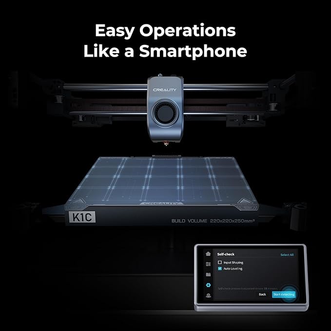 Creality K1C 3D Printer, 600mm/s Fast Speed Auto Leveling 3D Printers with AI Camera for 300°C Printing, Switchable Silent Mode Reliable Carbon Fiber 3D Printing 220 * 220 * 250mm