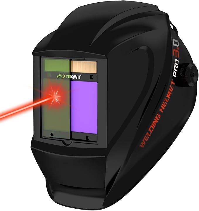 TRQWH Laser Auto Darkening Welding Helmet OD10+ 190nm-450nm&900nm-1100nm Large Viewing Laser Safety Helmet Protective Mask Eye Protection for Laser Welding/Laser Cutting/Laser Cleaning/Laser Marking