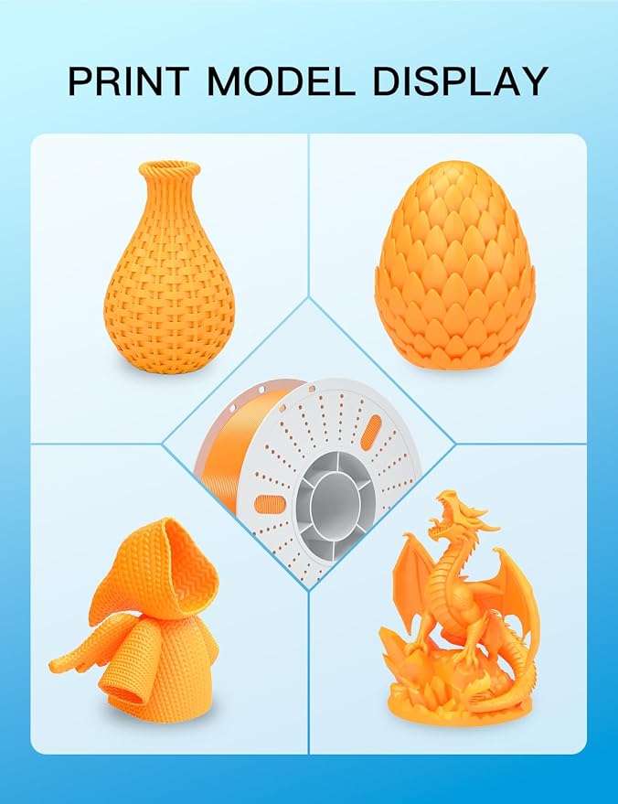 PINBALL PETG 3D Printer Filament 1.75mm High Precision Durable Moisture-Proof Strong Filament Mith Better Flow Dimensional Accuracy +/- 0.02mm Suitable for Most FDM 3D Printers 2 Kilograms Orange