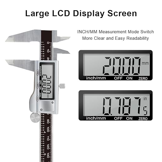 KETOTEK Digital Caliper 6 Inch Measuring Tool, Stainless Steel Electronic Vernier Calipers, Digital Micrometer with Large LCD Screen, inch/Metric Conversion
