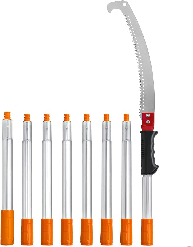 VEVOR Manual Pole Saw,4.6-9.8 ft Extendable Tree Pruner, Sharp Steel Blade for High Branches Trimming, Manual Branch Trimmer with Lightweight Aluminum Alloy Handle, for Pruning Palms and Shrubs