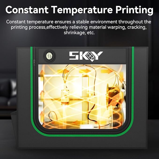 Upgrade 3D Printer Enclosure for Bambu Lab A1,A1 Mini with LED Light,Iron Frame,Fan Extraction Kit,Thermo-Hygrometer, Fireproof Dustproof Tent Constant Temperature Protective Cover,850 * 580 * 580mm