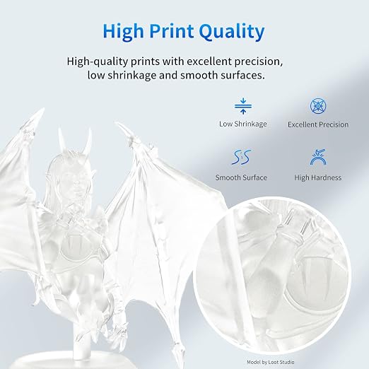 ANYCUBIC 3D Printer Resin, 405nm SLA UV-Curing Resin with High Precision and Quick Curing & Excellent Fluidity for LCD 3D Printing (Clear+Clear, 2kg)