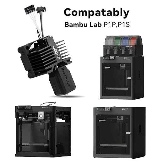 Bamboo Lab P1P, P1S Hotend Complete Kit for P1 Series 3D Printer, Full Assembly Hardened Steel Hot End with Fan, Thermistor, Ceramic Heater, 0.6mm Nozzle, and Extruder Heating Block Replacement