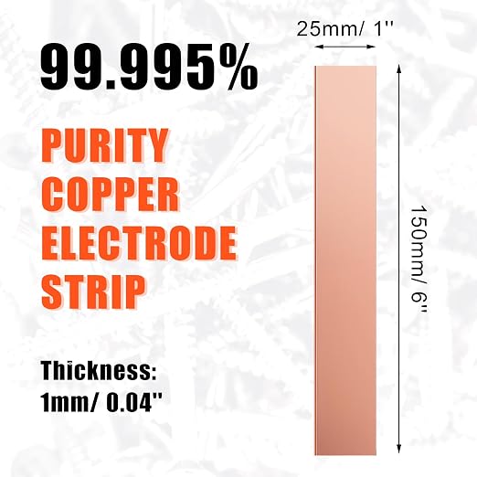 Yaocom 5 Pack Pure Copper Anode Sheet (99.995% Pure) for Plating and Electroplating, Copper Electrode Strip 0.04'' x 1'' x 6'' / 1mm x 25mm x 150mm