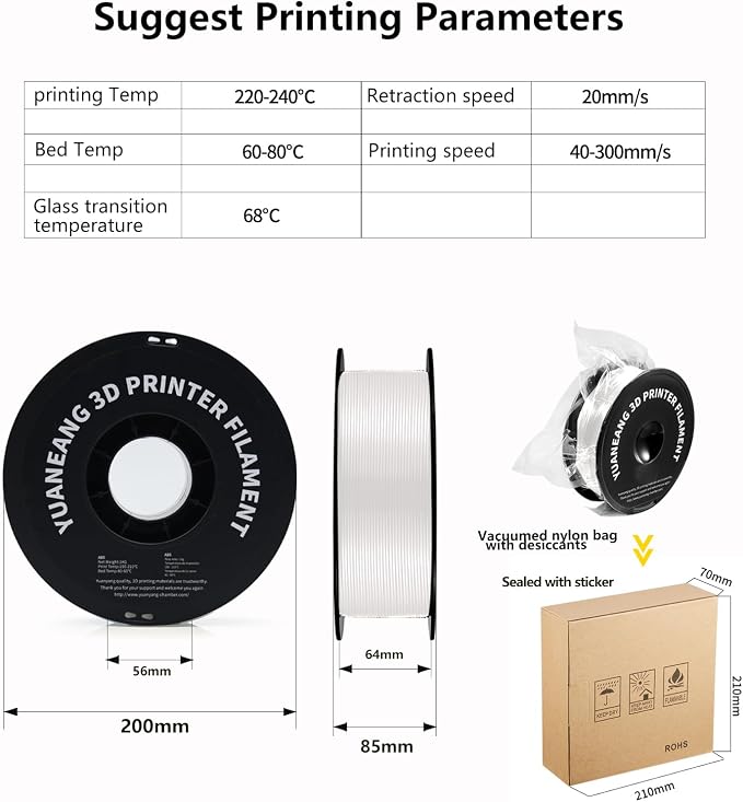 PETG 3D Printer Filament 1.75mm White, 1kg Spool, Strong & Durable PETG Material, Heat-Resistant, Low Warping, Smooth Glossy Finish, ±0.03mm Precision, Ideal for Functional Parts