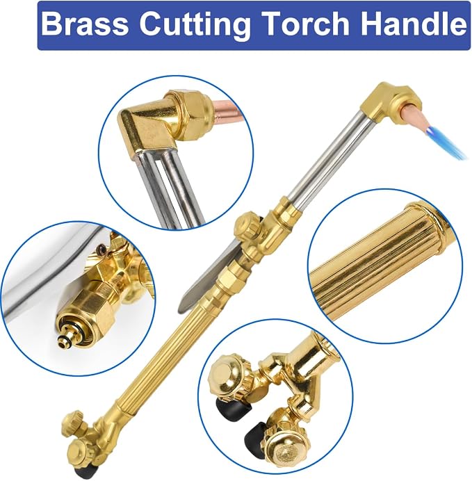 Cutting Torch Set Oxy Acetylene Torch Kit,Portable Gas Cutting Torch and Welding Kit with Acetylene Oxygen Gas Regulator Welding Hose Welding Glasses Storage Case (#22557)