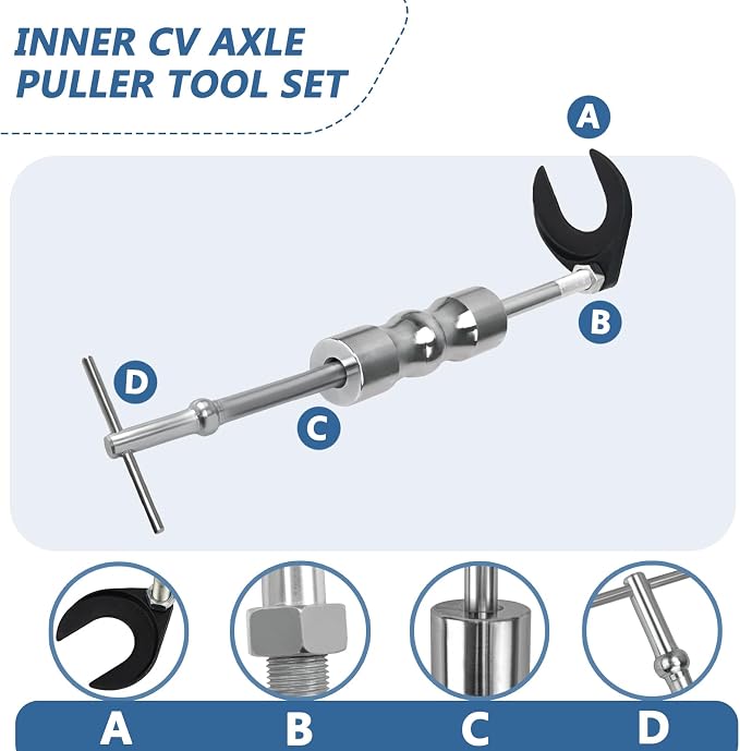 Inner CV Axle Puller Tool Set with 5/8"-18 Slide Hammer & Adapter Front Wheel Drive Axle Puller Slide Hammer Set