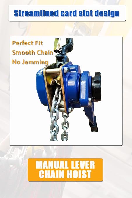Lever Chain Hoist 2200LBS 10FT, 1T 3M Lever Chain Hoist 1 ton Commercial Portable Hooks for Building Garages Warehouse Automotive Machinery【1T/3m】