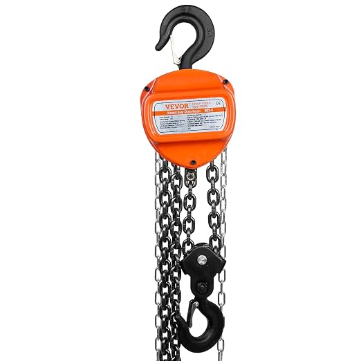 VEVOR Hand Chain Hoist, 2 Ton 4400 lbs Capacity 10 FT Come Along, G80 Galvanized Carbon Steel with Double-Pawl Brake, Auto Chain Leading & 360° Rotation Hook, for Garage Factory Dock