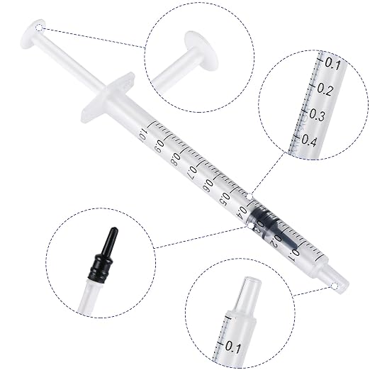 24 Pack 1ml Sterile Syringes with Caps, 1cc Needleless Measuring Syringe for Pet Feeding, Liquid Transfer, Oil, Glue, Lab & Craft Use, Individually Sealed