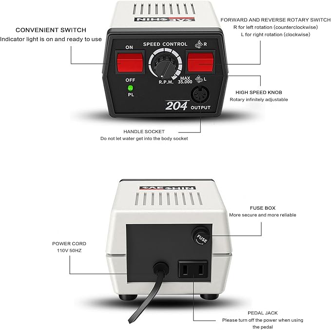 35K RPM Micromotor Polisher with Micro Motor Handle, Micromotor for Jewelry,Ceramics,Silicone,Glasswork,Woodcarving (204, 102)