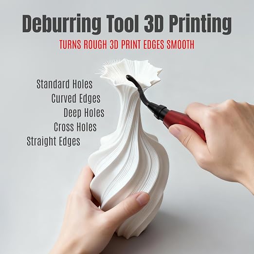 AFA Tooling - Deburring Tool with 11 M35 Cobalt HSS Blades, Micro-Polished & Anodized Aluminum Handle with Diamond Knurled Grip, Edge Remover for 3D Printing, Resin, PVC, Copper & Stainless Steel
