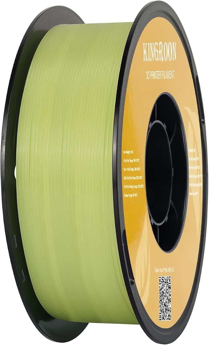 Kingroon Glow in Dark 1.75mm PLA Filament, Fit Most FDM 3D Printers, Dimensional Accuracy +/- 0.03 mm, 1kg Spool(2.2lbs), Luminous PLA 3D Printer Filament - Yellow