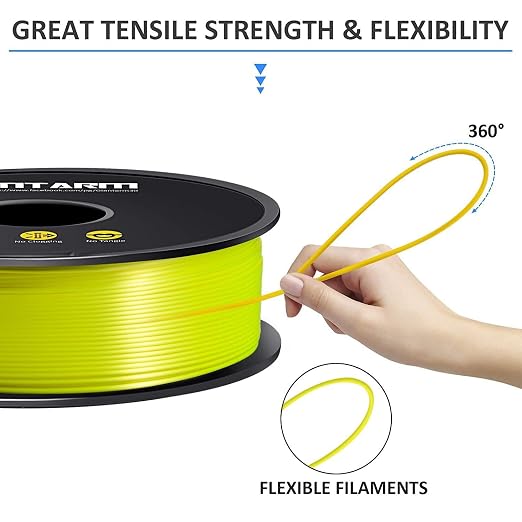 GIANTARM 3D Printer Filament, Silk Yellow Pla Filament, 1Kg(2.2lbs) Spool, 1.75mm Dimension Accuracy +/- 0.03mm, 3D Printing Filament