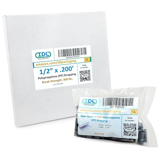 IDL Packaging Refill for Portable 1/2" Polypropylene (PP) Strapping Kits - 1/2" x 200' Polypropylene Strapping Coil with 300 lbs Break Strength and 100 of 1/2" Open Seals