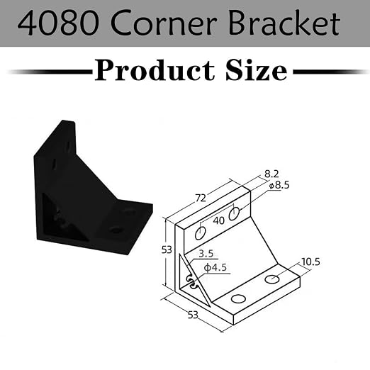 4080 Corner Bracket Connector Set for 4080 8080 Aluminum Extrusion Accessories 8Set(Black JY)