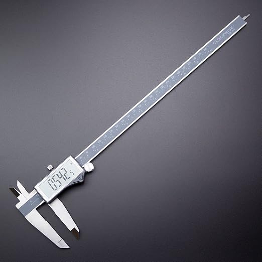 Clockwise Tools IP54 Grade Digital Caliper, DCLR-1205 0-12" /300mm, Inch/Metric/Fractions Conversion, Stainless Steel, Large LCD Screen