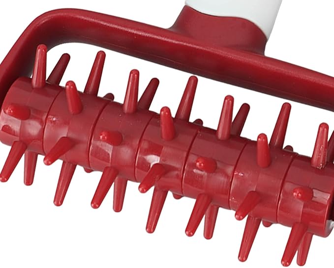 Plastic Pizza Dough Docker, Prevent Blistering Pizza Aerator Dough Dockers Press Time Saver Pastry Roller with Spikes for Home & Commercial Kitchen (Red)