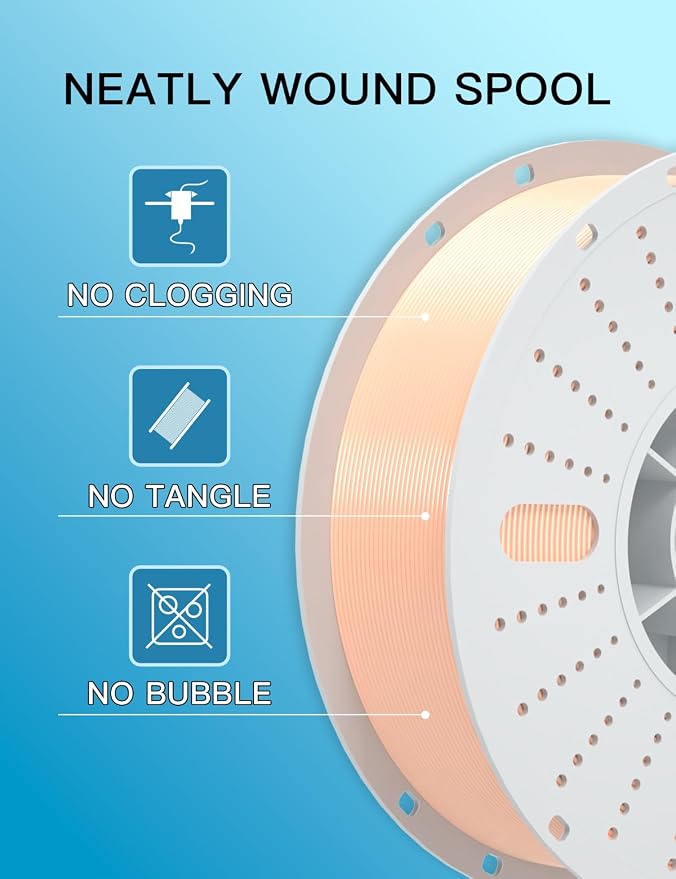 PINBALL PETG 3D Printer Filament 1.75mm High Precision Durable Moisture-Proof Strong Filament Mith Better Flow Dimensional Accuracy +/- 0.02mm Suitable for Most FDM 3D Printers 2 Kilograms Skin Color